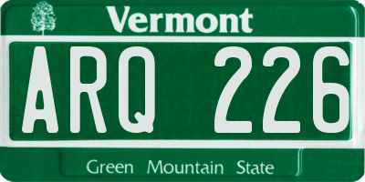 VT license plate ARQ226