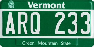 VT license plate ARQ233