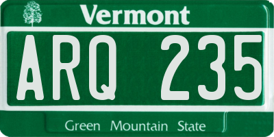 VT license plate ARQ235