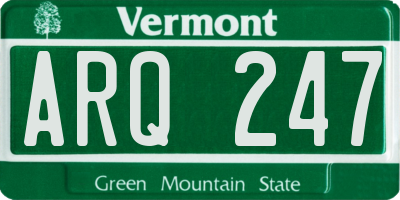 VT license plate ARQ247