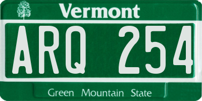 VT license plate ARQ254