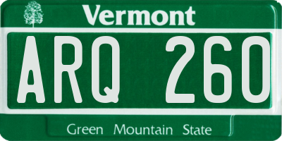 VT license plate ARQ260