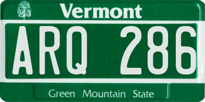VT license plate ARQ286