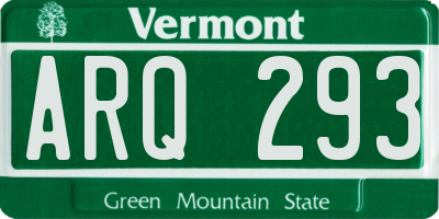 VT license plate ARQ293