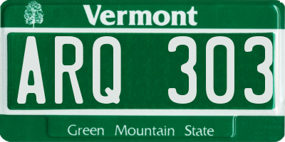 VT license plate ARQ303