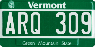 VT license plate ARQ309