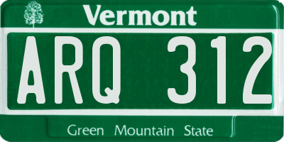 VT license plate ARQ312