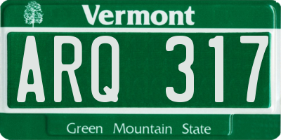VT license plate ARQ317