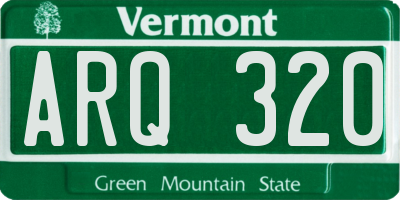 VT license plate ARQ320