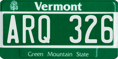 VT license plate ARQ326