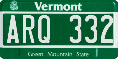 VT license plate ARQ332