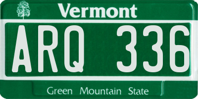 VT license plate ARQ336