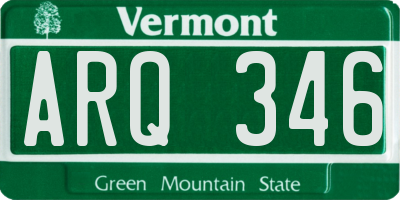 VT license plate ARQ346