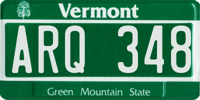 VT license plate ARQ348
