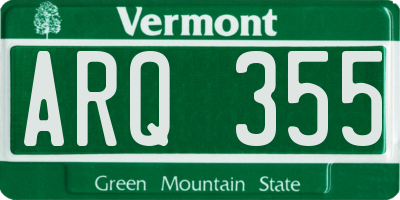 VT license plate ARQ355