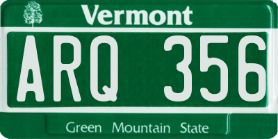 VT license plate ARQ356