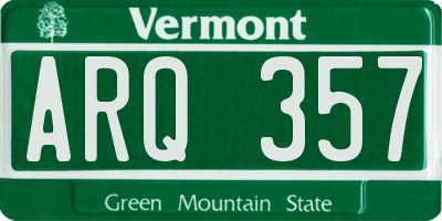 VT license plate ARQ357