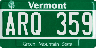 VT license plate ARQ359