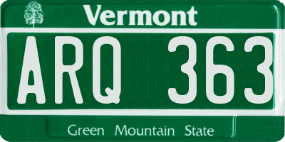 VT license plate ARQ363