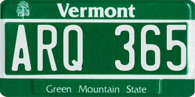 VT license plate ARQ365