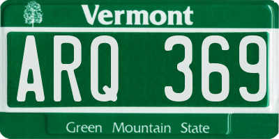VT license plate ARQ369