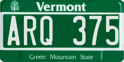 VT license plate ARQ375