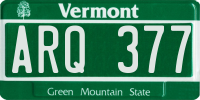 VT license plate ARQ377