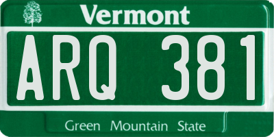 VT license plate ARQ381