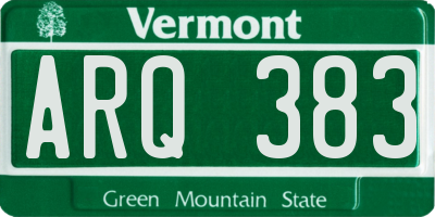 VT license plate ARQ383