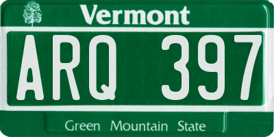 VT license plate ARQ397