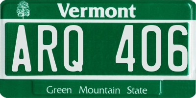 VT license plate ARQ406