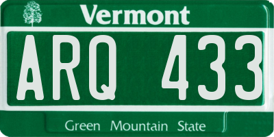 VT license plate ARQ433