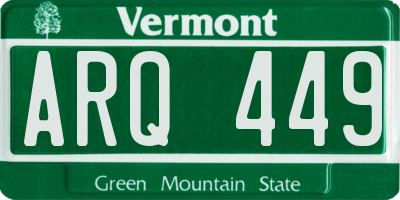 VT license plate ARQ449