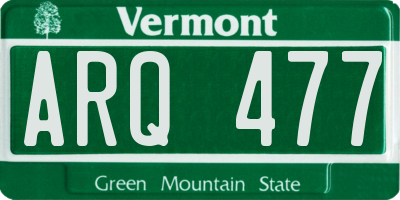 VT license plate ARQ477