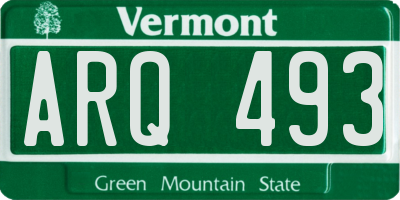 VT license plate ARQ493