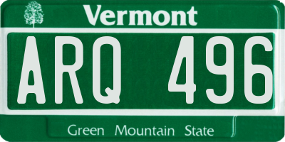 VT license plate ARQ496