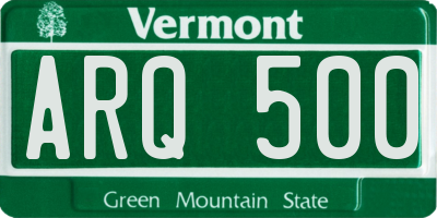 VT license plate ARQ500