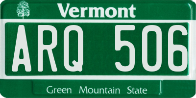 VT license plate ARQ506