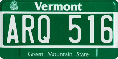 VT license plate ARQ516