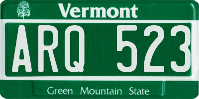 VT license plate ARQ523