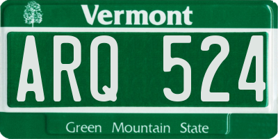 VT license plate ARQ524