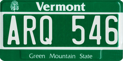 VT license plate ARQ546