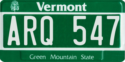 VT license plate ARQ547