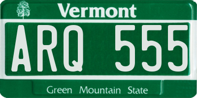 VT license plate ARQ555