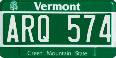 VT license plate ARQ574