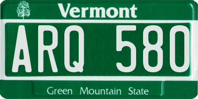 VT license plate ARQ580