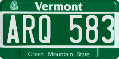 VT license plate ARQ583