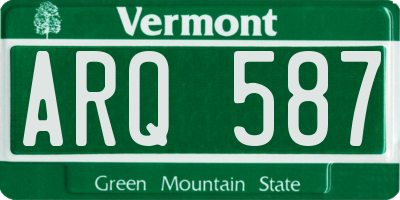 VT license plate ARQ587