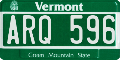 VT license plate ARQ596