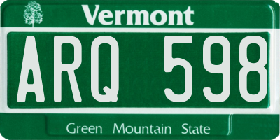 VT license plate ARQ598
